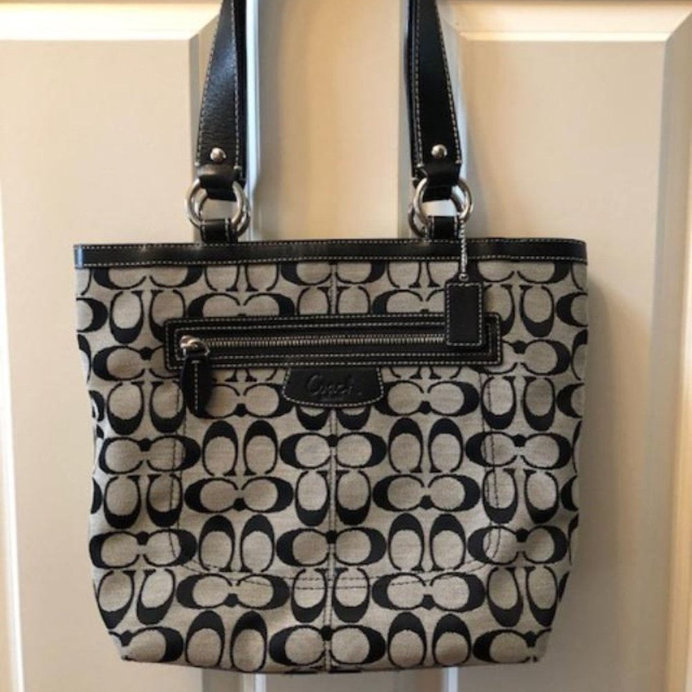 Coach Black/Grey Signature Canvas and Leather